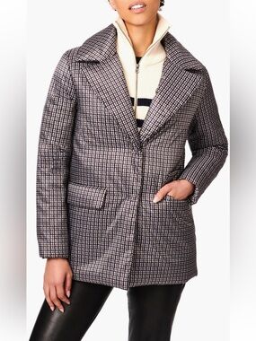 NWT Bernardo Houndstooth Puffer Blazer in Small